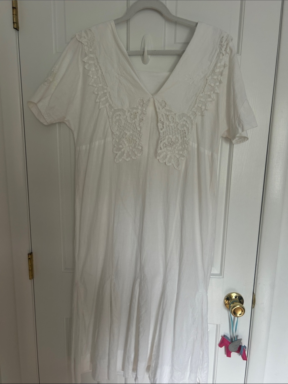 Vintage Paper White Linen Cotton Lace Nightgown Dress Cottagecore Romantic